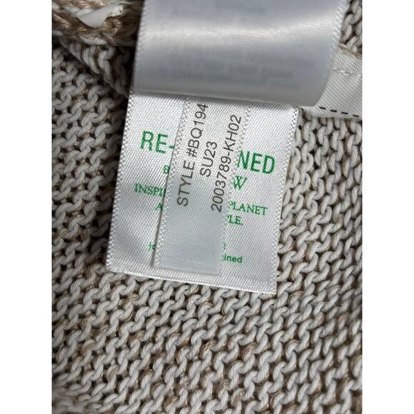 J Crew Relaxed Cotton-Linen Blend Beach Sweater Womens Size L Beige Long Sleeves - Picture 4 of 8